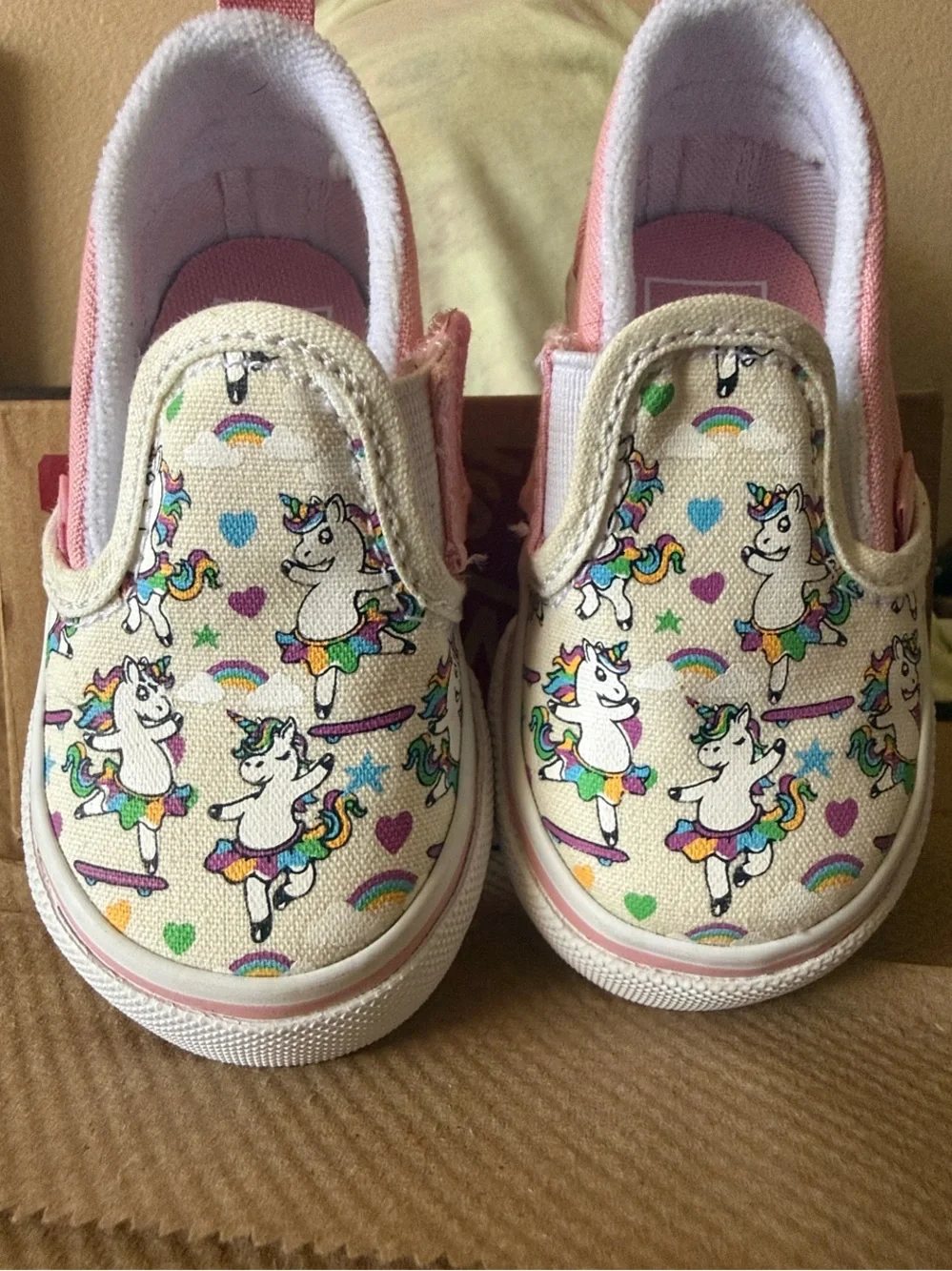Vans Kids Pink Unicorn Slip-On Sneakers with Pastel Accents